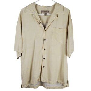 Jamaica Jaxx Silk Pineapple Tropical Subtle Print Hawaiian Top Sz L